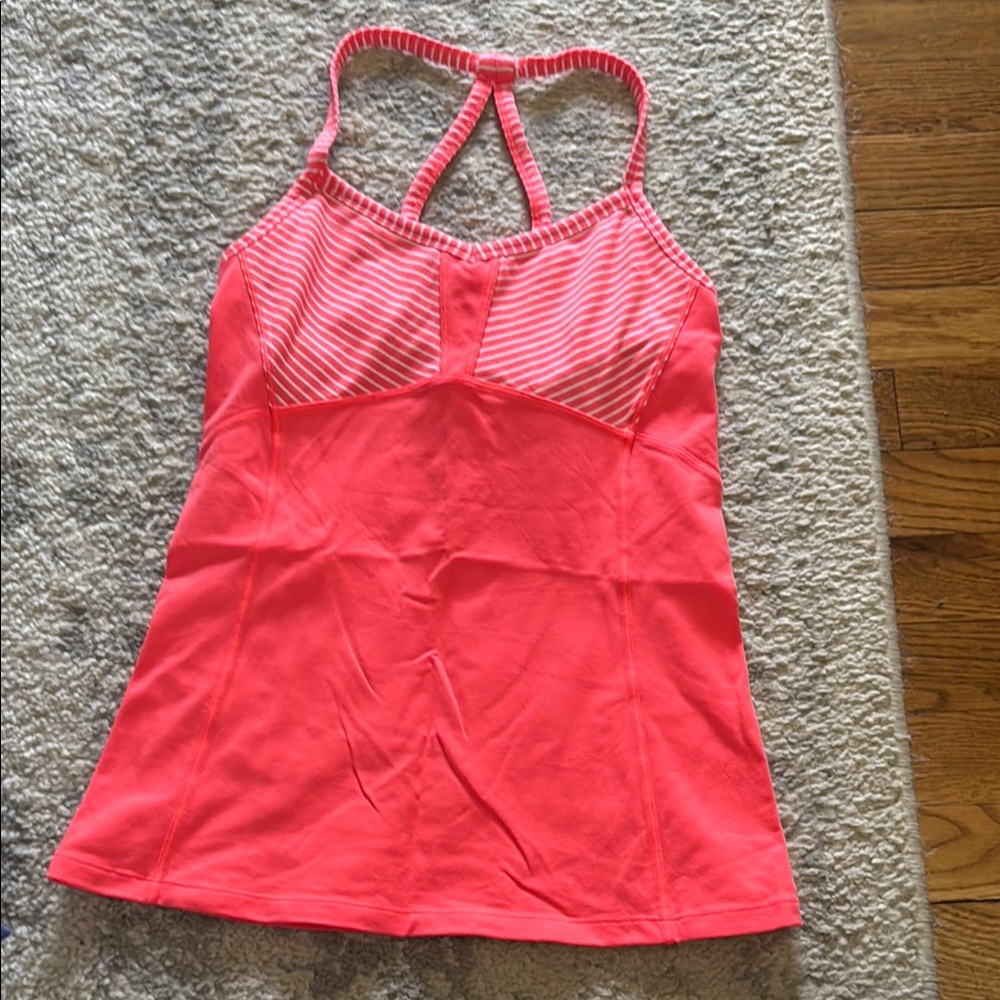 Coral Pink Striped Tank Top